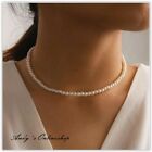 Damen Halskette Perlenkette Silber Gold Feine Kette Kettchen Geschenk für Frauen