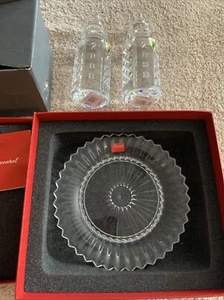 BACCARAT CLEAR CRYSTAL 6 1/4" PLATE NEW & 2 WATERFORD BABY BOTTLES 2000 - Picture 1 of 12