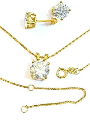 Juego de joyas de diamantes de 4 quilates de oro macizo de 18k para esposa regalo del día de la madre para ella Foto 1 de 4