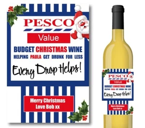 Christmas novelty PERSONALISED WINE BOTTLE LABEL TESCO SECRET SANTA NOVELTY 50 - Picture 1 of 1