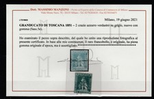 FRANCOBOLLI - 1851 TOSCANA CR.2 AZZURRO VERDASTRO SU GRIGIO E/7618