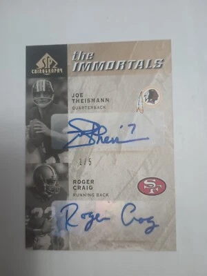 2007 SP Chirography The Immortals Dual Auto Joe Theismann Roger Craig #1/5 Auto - Image 1 of 2