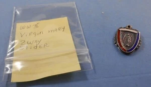 SELTEN 1.WK Wunderbare Medaille Jungfrau Maria 2-Wege Schieber Emaille & Silber Anhänger - Bild 1 von 6