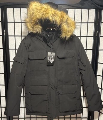 Abrigo parka negro con capucha Hard Rock Hotel & Casino Atlantic City de invierno para hombre nuevo con etiquetas Foto 1 de 4