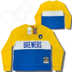 Mitchell & Ness Milwaukee Brewers Sweater Women's Large Colorblock Cooperstown - Picture 1 of 12