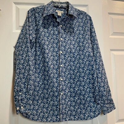 Madison Men's M Long Sleeve Blue Floral Paisley Casual Button Up Collared Shirt - Image 1 of 4
