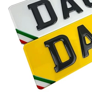 2x Italian Italy Flag Euro Car Number Plate 3D Gel Sticker Badges Fits Fiat Alfa - Picture 1 of 3