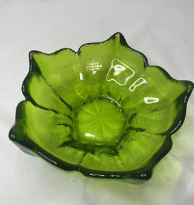 Vintage Viking Art Glass Epic Stockholm Spiked Lotus Flower Bowl Green - Picture 1 of 4