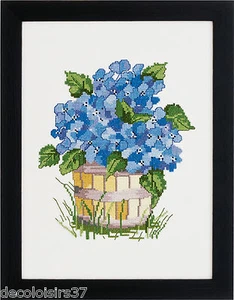 Permin 70-2379 Fleurs bleues Broderie Point de croix compté toile Aïda - Imagen 1 de 1