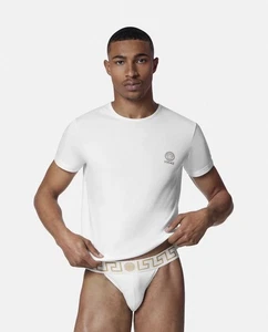Neu mit Etikett Versace Greca Bordüre Medusa griechischer Schlüssel weiß Logo Jockstrap Unterwäsche 6 L 95 $ - Bild 1 von 4