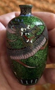 Great Antique Asian Japanese Cloisonne Foil Dragon Cabinet Vase Meiji Era .. - Picture 1 of 12