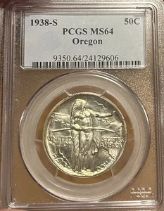 1938-S PCGS MS64 Oregon Commemorative Silver Half Dollar - Picture 1 of 4