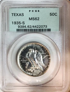 1935 S TEXAS HALF DOLLAR COMMEMORATIVE! PCGS MS62! STUNNING! UNREAL! NR #VIP82 - Picture 1 of 3