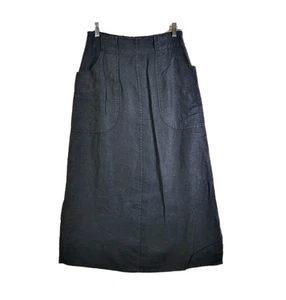 Flax Maxi Skirt Pull On Black Gauzy Boho Lagenlook Women's Petite Medium? READ - Picture 1 of 8