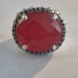 John Hardy argento sterling Batu bambù corallo rosso granato pietra misura 7,75 - Foto 1 di 10