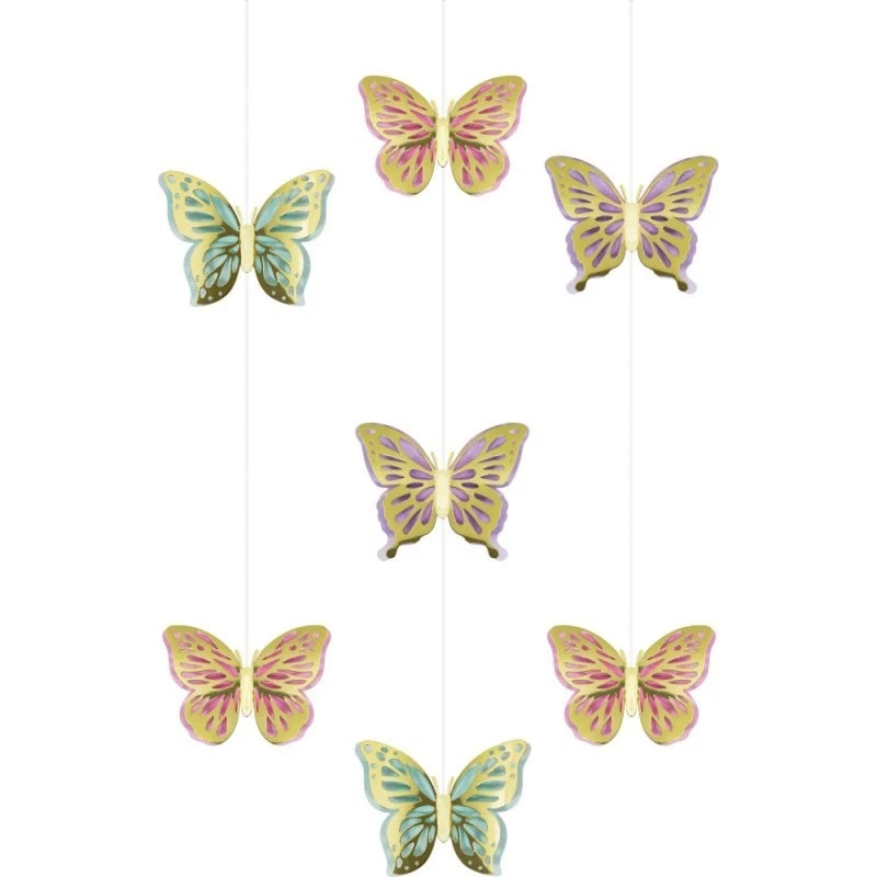 Butterfly Shimmer Hanging Decoration Cut Outs 3pk - Butterfly Party Supplies - Image 1 of 1