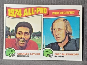 1975 Topps #201 1974 All-Pro Wide Receivers (Charley Taylor / Fred Biletnikoff) - Picture 1 of 2