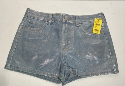 Tilly’s RSQ 高腰牛仔女孩短裤 12 码蜡珠光全新带标签 — 第 1/4 张图片