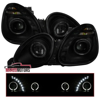 Black Smoke Projector Headlights Fits 1998-2005 Lexus GS300 GS400 LED Strip Lamp - Image 1 of 4