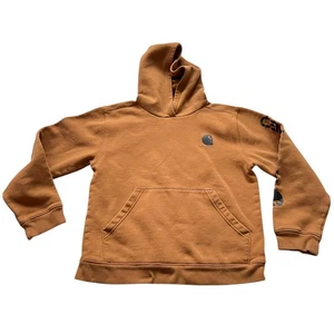 Carhartt Kapuzensweatshirt Kinder XL Extra Large Braun Schwarz Logo Ärmel Hoodie - Bild 1 von 5