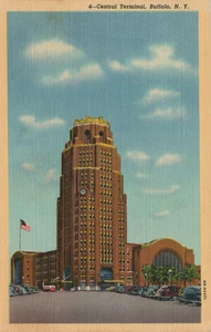 Postal de vagones antiguos de la estación de tren de la terminal central de Nueva York de Buffalo NY - Imagen 1 de 2