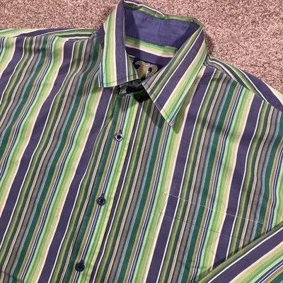 Vintage Brooklyn Xpress Striped Button Shirt Mens XL Preppycore Streetwear Y2K - Image 1 of 4