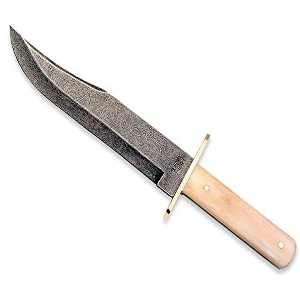 - FIJO - 9" - Punta de clip - Acero Damasco - Hueso liso blanco - Protector de hoja... Foto 1 de 2