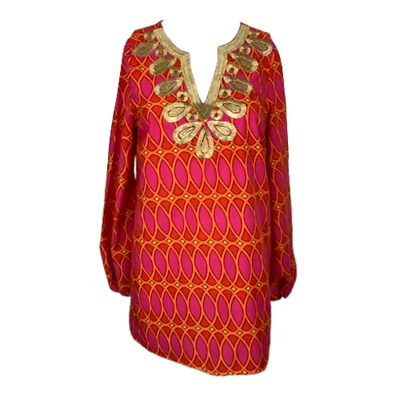 Camisa Mudpie Mujer Talla S Rosa Estampada Cuello en V Boho Túnica Bordada Top Verano Foto 1 de 4