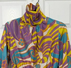 Vintage psychedelic hippie mini dress go go 60s 70s - Picture 1 of 8