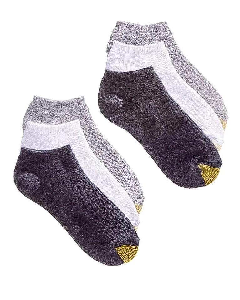 6 Pair x GoldToe Sport Cushion Liner Marled Grays Women's 6-9 Size - Image 1 of 1