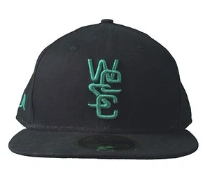 WeSC New Era 59Fifty Black Green Organic Cotton Fitted Baseball Hat Cap NWT - Picture 1 of 1