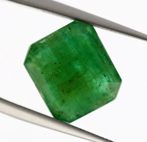 Piedra preciosa octágono 11x10 mm tamaño 5,83 quilates natural verde esmeralda Zambia sin tratar - Imagen 1 de 10