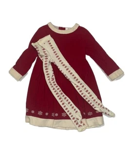 🎄 Hanna Andersson Girls' Red Corduroy Christmas Dress & Tights Size 110 🎅 EUC! - Picture 1 of 7