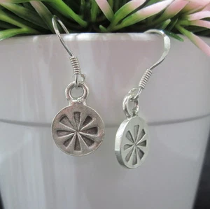 Thai Hill Tribe Stud Earrings Pure Fine Silver Ethnic Round Little Dangle R528 - Picture 1 of 5