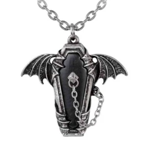 Eternal Sleep Pendant Necklace Box Gothic Undead Coffin Vampire, Alchemy England - Picture 1 of 8