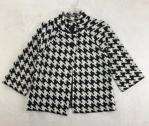 Kim Rogers / Houndstooth Chunky Button 3/4 Sleeve Knit Open Cardigan / Size S - Picture 1 of 12