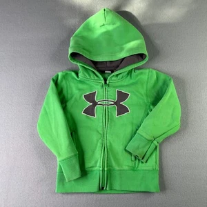 Under Armour Hoodie Sweatshirt Youth Toddler Size 4 Green Gray Logo Full ZIP - Picture 1 of 14