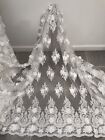 Off White 3D Flower Beaded Sequins Cored Embroidery Bridal Lace Fabric 50in 1 Yd