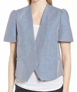 Nordstrom Signature L96929 Women Blue Linen Lightweight Blazer Jacket Size XL - Picture 1 of 3