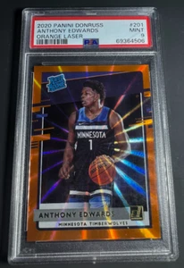 Anthony Edwards Rookie Card PSA 9 2020 Panini Donruss Orange Laser - Foto 1 di 2