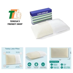 100% Talalay Latex Pillow Bed Pillow for Sleeping, Extra Soft Natural Latex S... - Picture 1 of 8