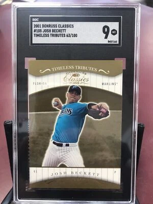 2001 Donruss Classics Timeless Tributes #105 Josh Beckett Rookie SP /100 SGC 9 - Image 1 of 4