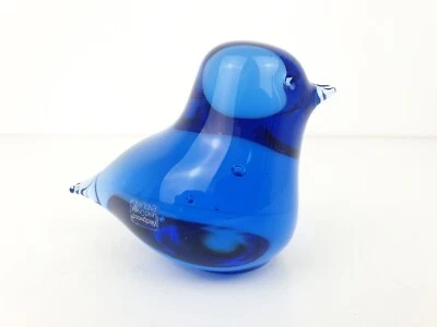 Labelled Wedgwood Blue Glass Fledgling Bird Paperweight RSW429 - Image 1 of 4