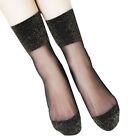 Women Socks Glitter Crystal Silk Meias Beautiful Lace Elastic Short Socks