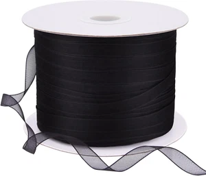 250 Yards 1/4 Inch Narrow Sheer Organza Chiffon Ribbon for Crafts Making, Gift W - Picture 1 of 6