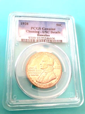 1928 Hawaii Commemorative Silver Half Dollar PCGS UNC Detail Cleaned - Image 1 of 4