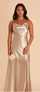 NUEVO Vestido Largo Satinado Lisa Gris Pájaro Dorado Talla Grande Dama de honor Boda NUEVO - Imagen 1 de 12