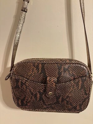 Bolsa tiracolo de couro GILI Sienna bolsa marrom pele de cobra  - Imagem 1 de 4