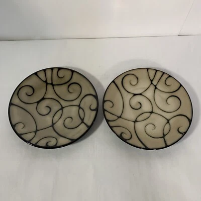 Juego de 2 platos de ensalada Pfaltzgraff Black Scroll Foto 1 de 4