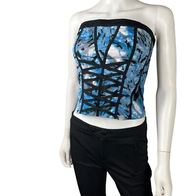 Corsé Bustier Bebe Y2K azul blanco para mujer talla pequeña Foto 1 de 4